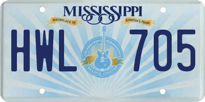 MS license plate HWL705