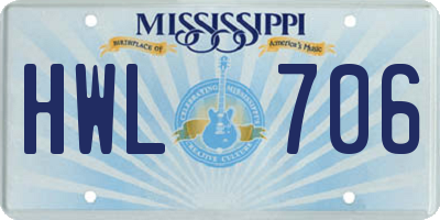 MS license plate HWL706