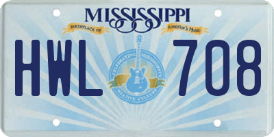 MS license plate HWL708