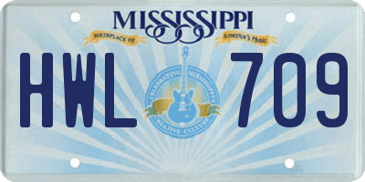 MS license plate HWL709