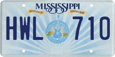MS license plate HWL710