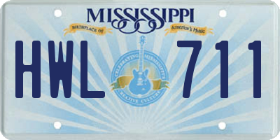 MS license plate HWL711