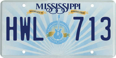 MS license plate HWL713