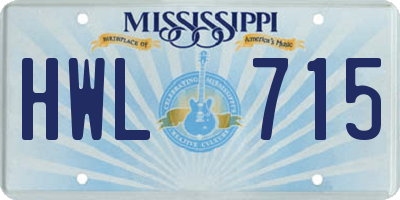 MS license plate HWL715