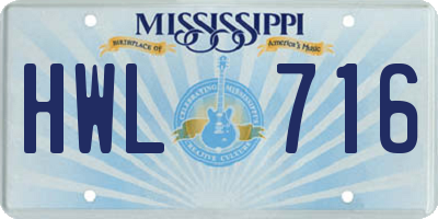 MS license plate HWL716