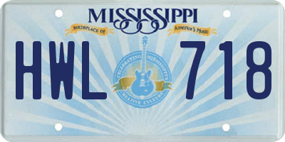 MS license plate HWL718