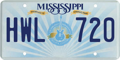 MS license plate HWL720