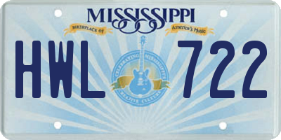 MS license plate HWL722