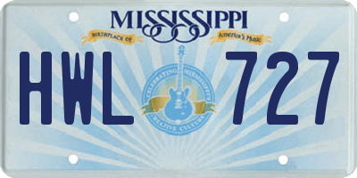 MS license plate HWL727