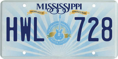 MS license plate HWL728