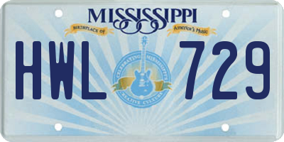 MS license plate HWL729