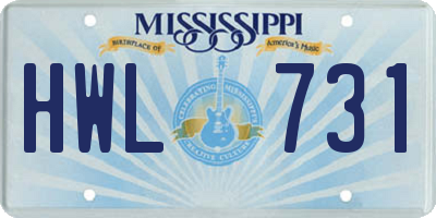 MS license plate HWL731