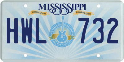 MS license plate HWL732