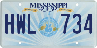 MS license plate HWL734