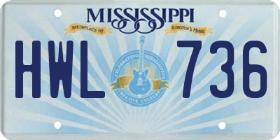 MS license plate HWL736