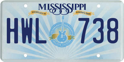 MS license plate HWL738