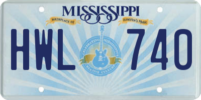 MS license plate HWL740
