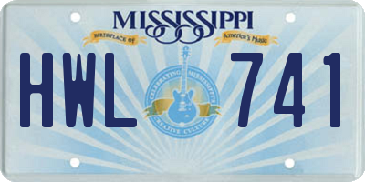 MS license plate HWL741