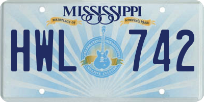 MS license plate HWL742