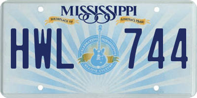MS license plate HWL744