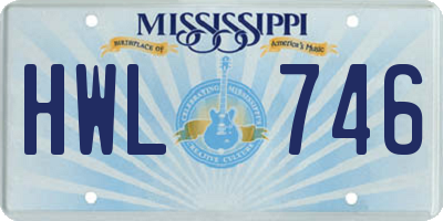 MS license plate HWL746