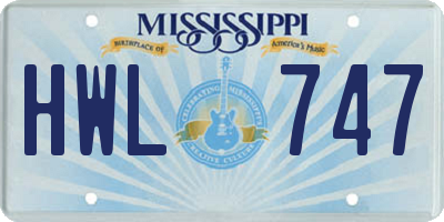 MS license plate HWL747