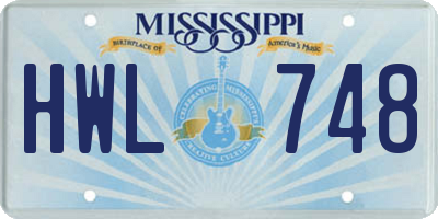 MS license plate HWL748