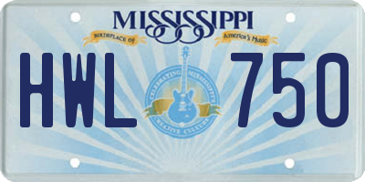 MS license plate HWL750