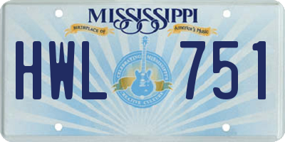 MS license plate HWL751