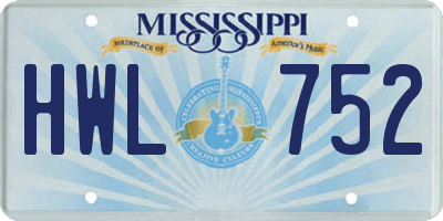 MS license plate HWL752