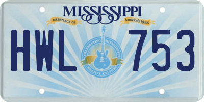 MS license plate HWL753