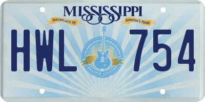 MS license plate HWL754