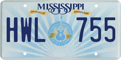 MS license plate HWL755