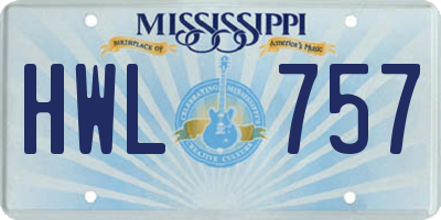 MS license plate HWL757