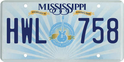 MS license plate HWL758