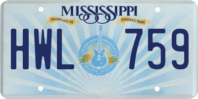 MS license plate HWL759