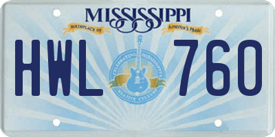 MS license plate HWL760