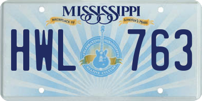 MS license plate HWL763
