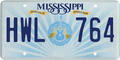 MS license plate HWL764