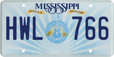 MS license plate HWL766