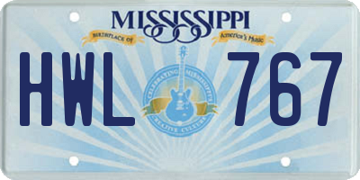 MS license plate HWL767