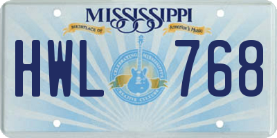 MS license plate HWL768