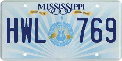 MS license plate HWL769