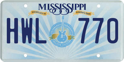 MS license plate HWL770