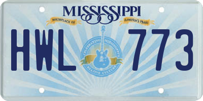 MS license plate HWL773