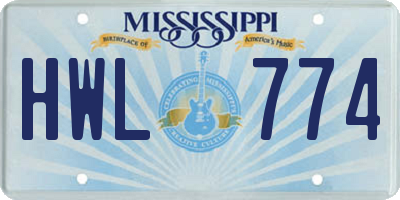 MS license plate HWL774