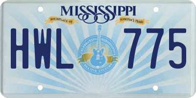 MS license plate HWL775