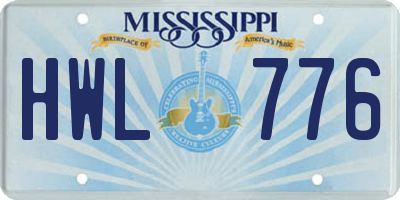 MS license plate HWL776