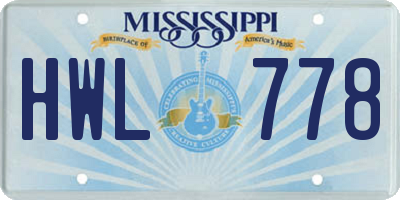 MS license plate HWL778