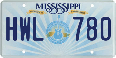 MS license plate HWL780